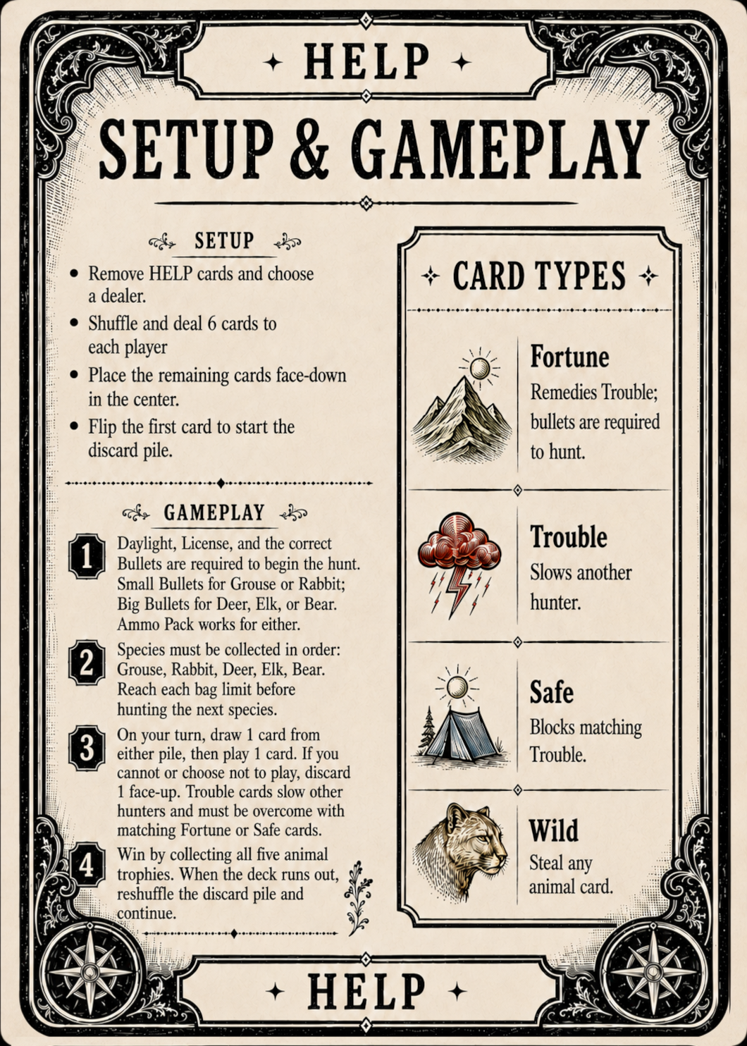 Setup & Gameplay reference card